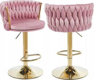 OEM Sgabello Intrecciato In Velluto Rosa E Oro Con Struttura Regolabile Per LUfficio