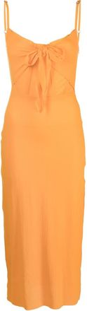 Patou tie-detail midi dress - women - Cotton - 36 - Orange