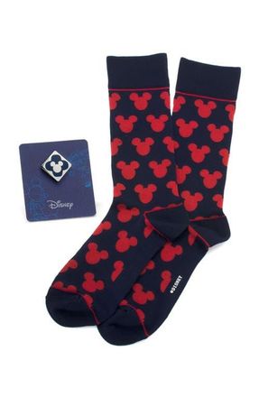 Cufflinks Inc. Mickey Mouse Socks & Lapel Pin Gift Set in Blue Multi at Nordstrom
