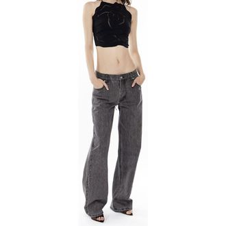 Mother of All Moa Mid Waist Wide Leg Denim in Gray at Nordstrom, Size X-Small