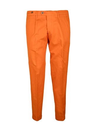 Filetto Pantalone Italiano Tailored Orange Trousers With Pleated Waist And Straight Leg