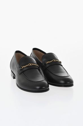 Valentino GARAVANI Leather Loafers With Gold Detail Valentino