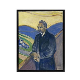 Artery8 Friedrich Nietzsche Portrait Munch Black Framed Canvas Wall Art | Size: W24 x H32