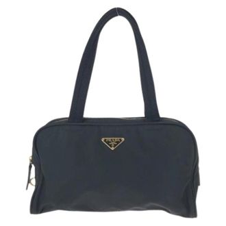 Prada Pre-owned Nylon Tessuto Triangle Logo Tote Bag - Dames - Vintage Handtas - Zwart - ONE Size - Nylon - Vintage