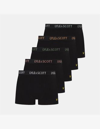 Lyle & Scott Lyle And Scott Mens Miller 5 Pack Boxer Shorts - Black - Size: 37/36/32