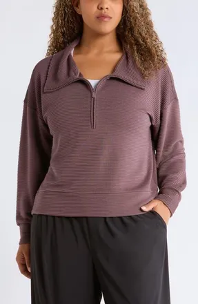 Zella Ottoman Half Zip Pullover in Grey Plum at Nordstrom, Size 1X