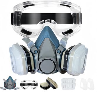 OEM Mascarilla Respiratoria Industrial 15 En 1 Para Pintura En Aerosol + Gafas De Seguridad, Mono Protector, Filtro Antipolvo, Mascarilla Facial (sustituy