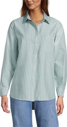 Lands End Oxford Shirt in Mineral Aqua Stripe at Nordstrom, Size X-Large P