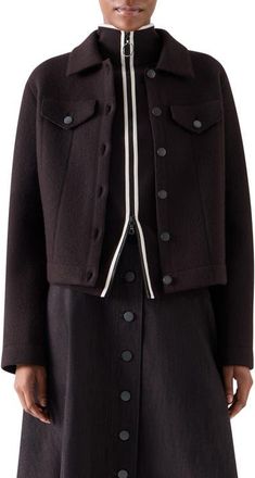 Akris Boiled Virgin Wool Jacket in Espresso at Nordstrom, Size 10