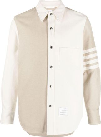Thom Browne 4-Bar patchwork denim shirt - men - Cotton - 3 - Neutrals