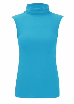Purple Hanger Womens Sleeveless Ladies Stretch Turtle Polo Roll Neckline Vest Plain T-Shirt Jumper Top (20-22, Turquoise)