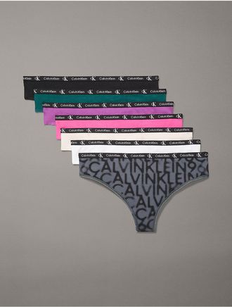 Calvin Klein Womens Calvin Klein 1996 Cotton Stretch 7-Pack Modern Thong - Multi - XS