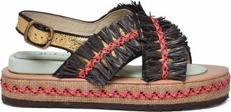 Meher Kakalia Black Gold Other Fibers Ponza Sandal