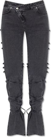 Alexander McQueen Jeans met veters - Dames - Flared Jeans - Grijs - W26 - Katoen - Jeans
