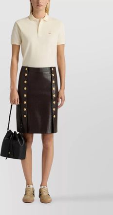 Bally high waist leather midi skirt with buttons