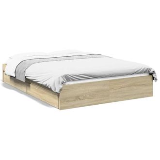 Berkfield Home Bed Frame with Drawers without Mattress Sonoma Oak 120x200 cm in Light Tan | Size: Small Double