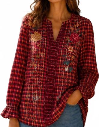 Johnny Was Lani Victorian Effortless Blouse In Plaid