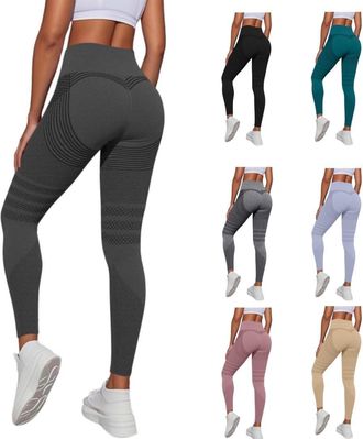 Generic Women 3D Compression Leggings Anti Cellulite Slimming Scrunch Bums Leggings High Waist Seamless Push-Up Opaque Gym Yoga Running Legging Tummy Control 