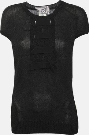 Versace Black Shimmering Rib Knit Top