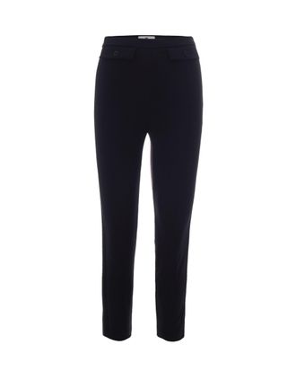 Elisabetta Franchi Black Crepe Satin Detail Fitted Pants