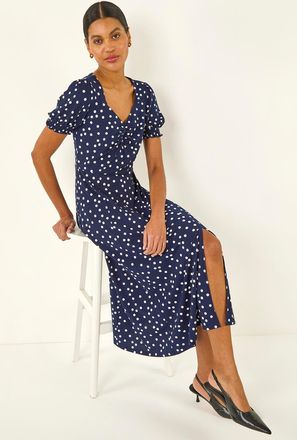 Roman Spotty Sweetheart Stretch Midi Dress