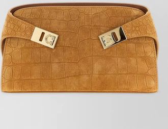 Ferragamo hug mini crossbody clutch crocodile texture