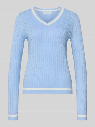 Christian Berg Slim Fit Longsleeve in Strick-Optik in Bleu, Gr&ouml;&szlig;e XXL