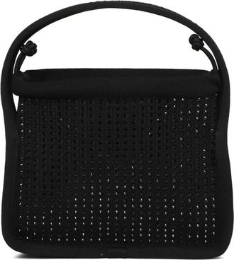 Alexander Wang Zwarte Strass Ribgebreide Trekkoordtas - Dames - Handtassen - Zwart - ONE Size - Tassen