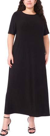 Vince Camuto Short Sleeve Maxi Dress in Rich Black at Nordstrom, Size 1X