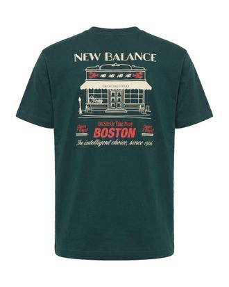 New Balance Logo-Embroidered Boston Graphic T-Shirt - Green