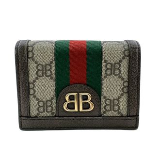 Gucci Brown Green Red Color Pvc Canvas Leather Wallet (Bi-Fold) (Pre-Owned)