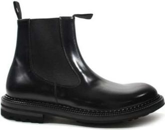 Green George Zwarte leren Beatles sneakers Made in Italy - Heren - Chelseaboots - Zwart - 45 EU - Leer - Schoenen