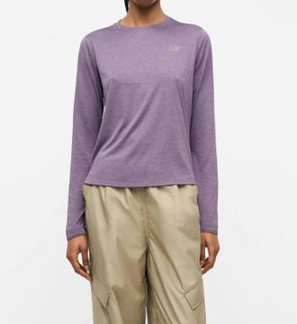 New Balance Athletics Long Sleeved Top In Candied Violet Heather