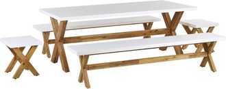 Beliani Conjunto de comedor 8 personas de cemento reforzado con fibra blanco