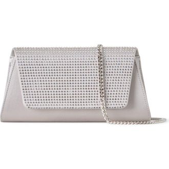 Akris Anouk Crystal Embellished Silk & Leather Clutch in Light Silver Met. at Nordstrom