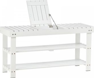 HOMCOM MDF Hidden Storage Slatted Shoe Rack White - Home Living | TJ Hughes