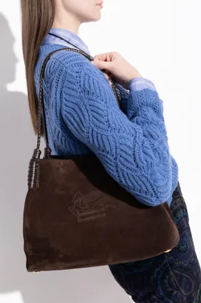 Etro Suede Shoulder Bag, Womens, Brown