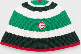 Casablanca Mens Cotton Crochet Hat Green White - Size: M/L