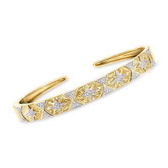 Ross-Simons Diamond Starburst Cuff Bracelet in 18kt Gold Over Sterling