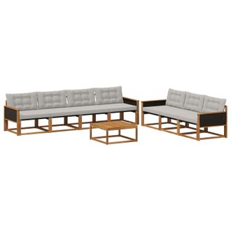 vidaXL Conjunto De Sof&aacute;s De Exterior 8 Pcs Natural Y Gris Claro Vidaxl