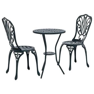 Berkfield Home 3-Piece Garden Bistro Set in Green Cast Aluminum