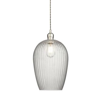 Netlighting Livorno Dome Pendant Ribbed Glass in Grey