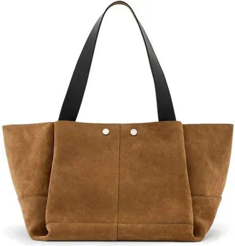 AllSaints Rosalie Suede Tote in Warm Olive Brown at Nordstrom