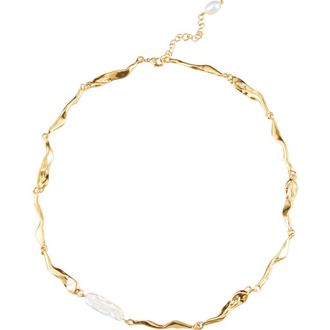 Classicharms Freshwater Baroque Pearl Molten Necklace in Gold at Nordstrom