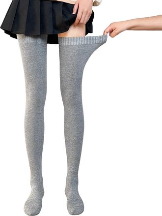 Generic Thigh High Socks for Women UK Winter Thermal Over The Knee Long Socks Thick Warmer Soft Cotton Knit Boot Stockings Leg Warmers Christmas Stockings