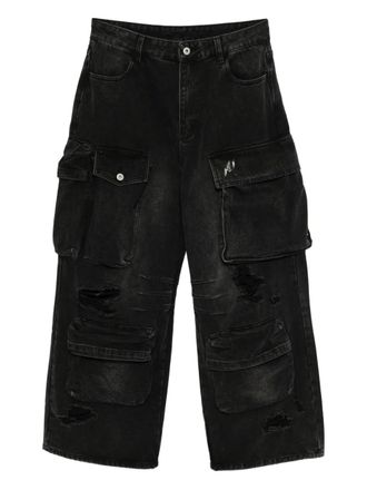 Musium Div. cargo distressed jeans - men - Cotton/Polyester - 30 - Black
