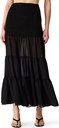 Steve Madden Lisabel Smocked Tiered Maxi Skirt in Black at Nordstrom, Size X-Small