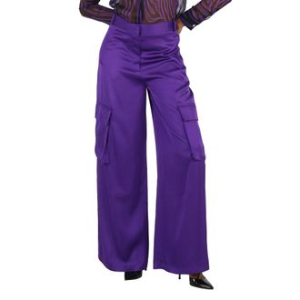 Versace Ladies Bright Dark Orchid Wide-Leg Cargo Pants, Brand Size 38 (US Size 2)