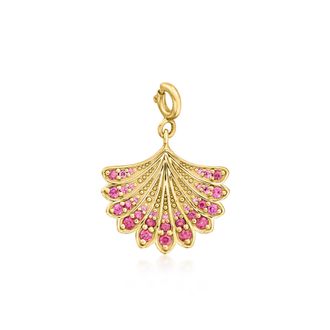 Ross-Simons Rhodolite Garnet Seashell Charm in 18kt Gold Over Sterling