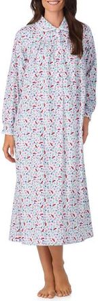 Lanz of Salzburg Cotton Flannel Ballet Nightgown in Wht/prt at Nordstrom, Size X-Large